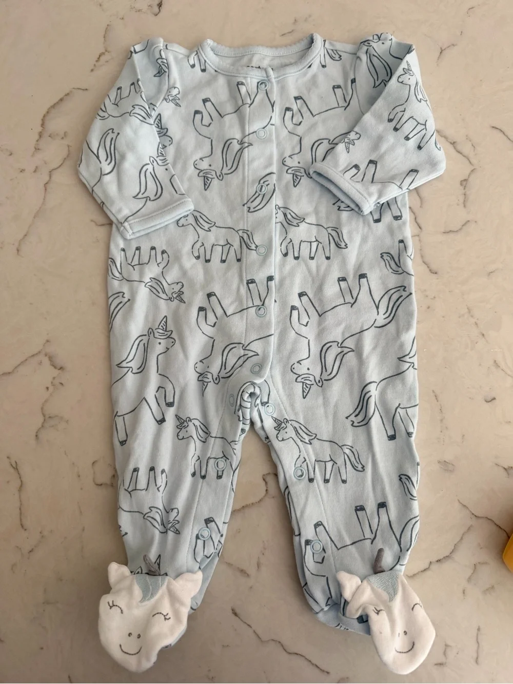 Carter's Light Blue Unicorn Footed One-Piece